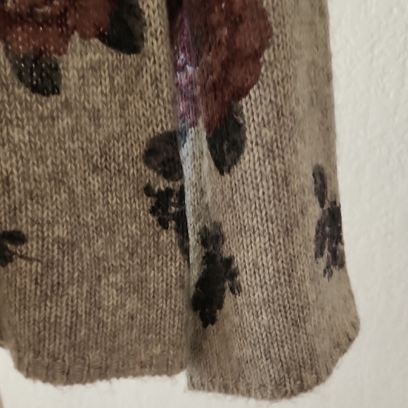 Lucky Brand Floral Knit Sweater - Gray and Burgundy - Picture 3 of 5